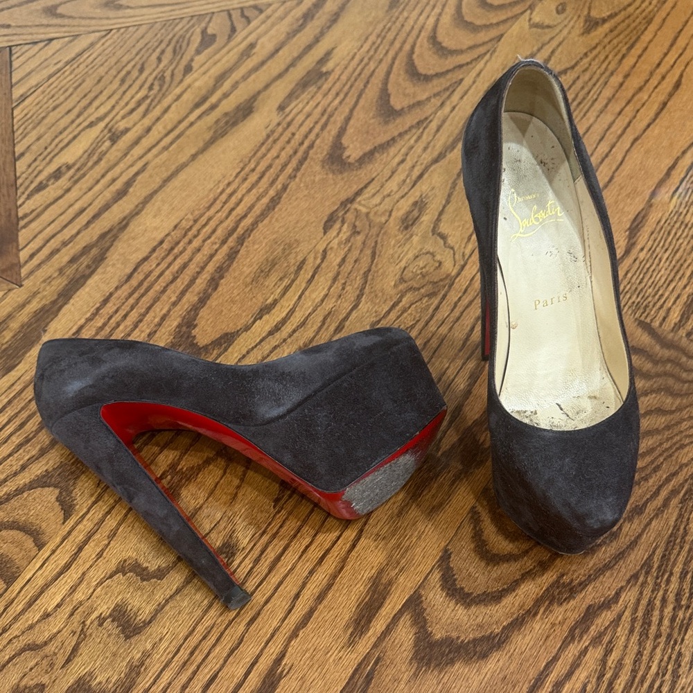 Christian Louboutin dark brown Suede platform High Heels
